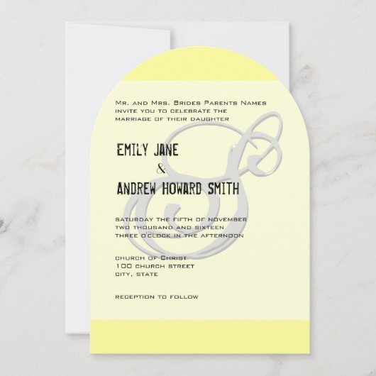 Funky Monogram Elegant Yellow Grey Silver Metallic Kaart (Voorkant)