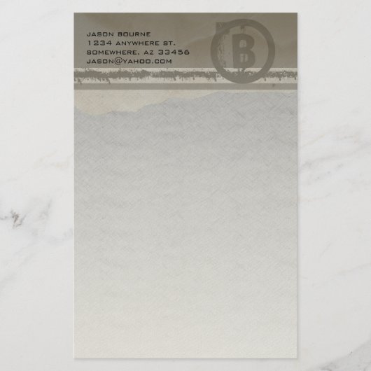 Funky Monogram Grey Grunge Briefpapier (Voorkant)