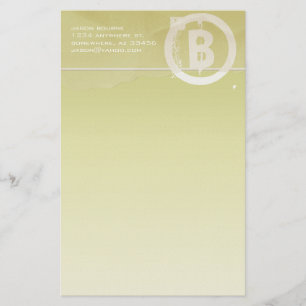 Funky Monogram Limoen Stationery Briefpapier