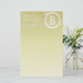 Funky Monogram Limoen Stationery Briefpapier (Staand voorkant)