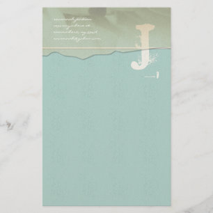 Funky Monogram Stationery Roos Petal Aqua Blue Briefpapier