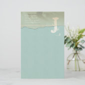 Funky Monogram Stationery Roos Petal Aqua Blue Briefpapier (Staand voorkant)