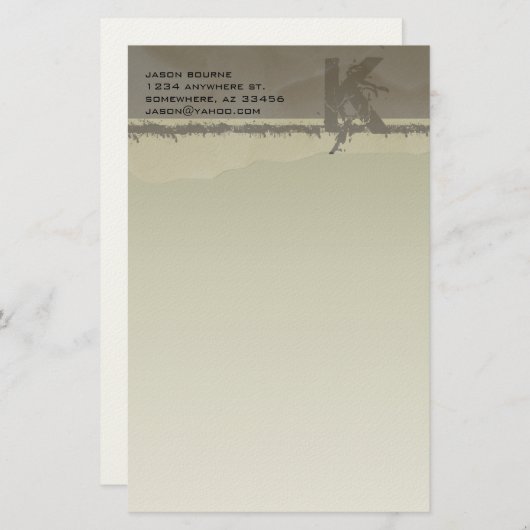 Funky Monogram Taupe Stationery Briefpapier (Voorkant / Achterkant)