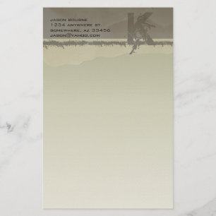 Funky Monogram Taupe Stationery Briefpapier