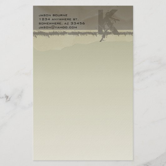 Funky Monogram Taupe Stationery Briefpapier (Voorkant)