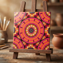 Funky Mosaic Geometric Oranje en Roze Backsplash