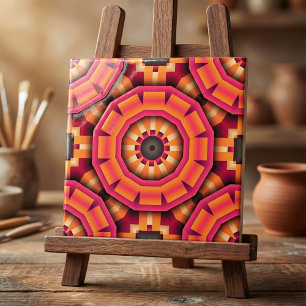 Funky Mosaic Geometric Oranje en Roze Backsplash Tegeltje