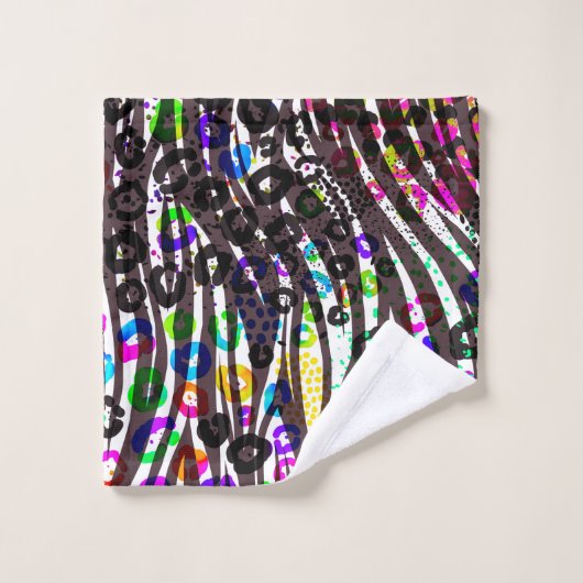 Funky Multi-Animal Print Pattern Heldere kleuren Bad Handdoek (Wasdoekje)