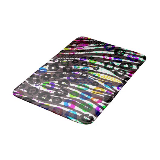 Funky Multi-Animal Print Pattern Heldere kleuren Badmat (Gekanteld)