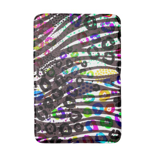 Funky Multi-Animal Print Pattern Heldere kleuren Badmat (Voorkant Verticaal)