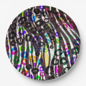 Funky Multi-Animal Print Pattern Heldere kleuren Papieren Bordje (Voorkant)