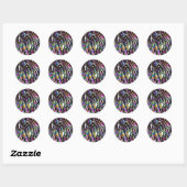 Funky Multi-Animal Print Pattern Heldere kleuren Ronde Sticker (Vel)