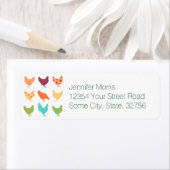 Funky Multi-Color Chicken Pattern Etiket (Insitu)