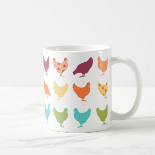 Funky Multi-Color Chicken Pattern Koffiemok