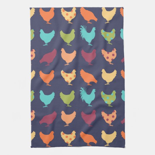 Funky Multi-Color Chicken Pattern Theedoek (Verticaal)