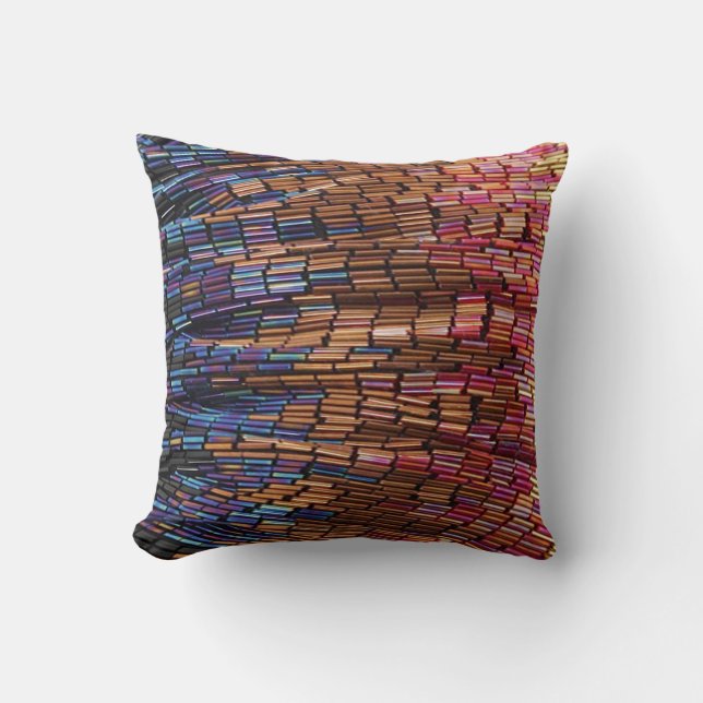 Funky Multi-Color Seed Bead Kijk Mojo Pillow Kussen (Voorkant)