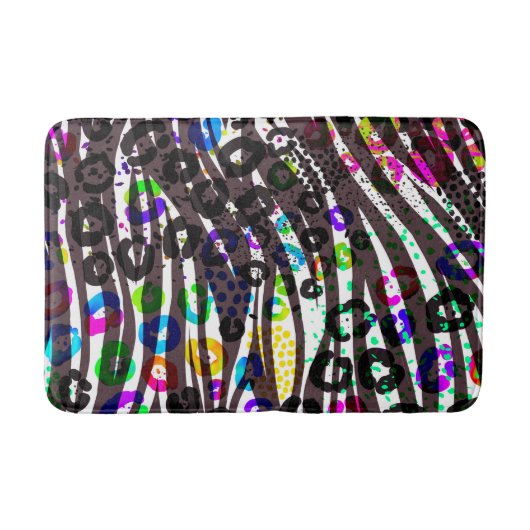Funky Multi Dierprint Patroon Felle Kleuren Badmat (Voorkant)