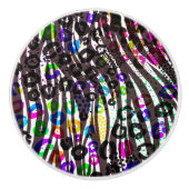 Funky Multi Dierprint Patroon Felle Kleuren Keramische Knop (Voorkant)
