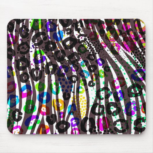 Funky Multi Dierprint Patroon Felle Kleuren Muismat (Voorkant)