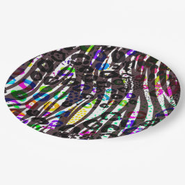 Funky Multi Dierprint Patroon Felle Kleuren Papieren Bordje