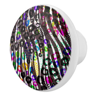 Funky multi dierprintpatroon heldere kleuren keramische knop