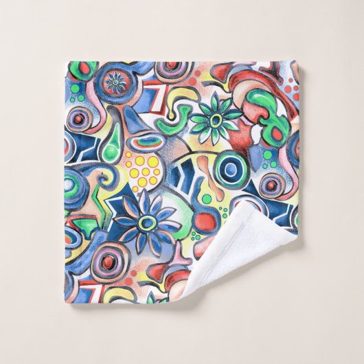 Funky Multicolor Abstract Bad Handdoek (Wasdoekje)
