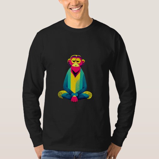 Funky Munky Serene Verlichte Aap T-shirt (Voorkant)