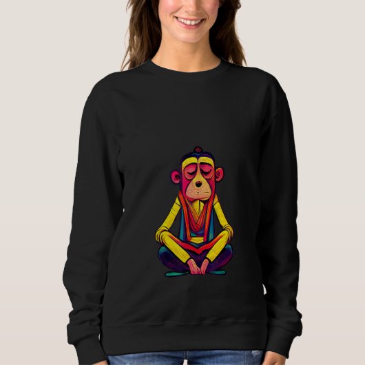 Funky Munky Tibetan Lama Monkey Design Trui (Voorkant)