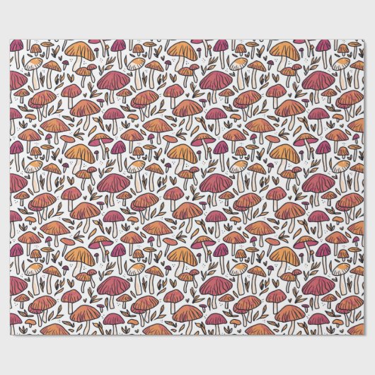 Funky Mushroom Pattern Earth Tones Cadeaupapier (Vlak)
