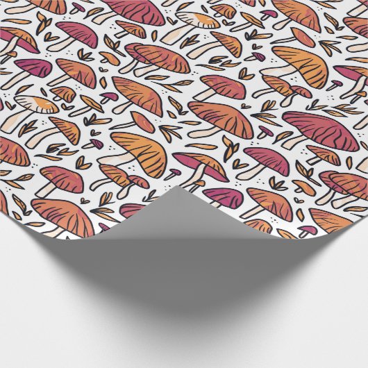 Funky Mushroom Pattern Earth Tones Cadeaupapier (Hoek)