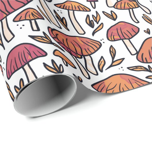 Funky Mushroom Pattern Earth Tones Cadeaupapier (Rol Hoek)
