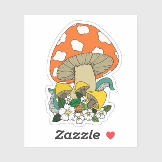 Funky Mushroom Retro Kleuren Laptop Sticker (Vel)