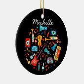 Funky Muziekkleurige muziekinstrumenten Keramisch Ornament (Rechts)