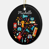 Funky Muziekkleurige muziekinstrumenten Keramisch Ornament (Links)