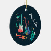 Funky Muziekkleurige muziekinstrumenten Keramisch Ornament (Rechts)