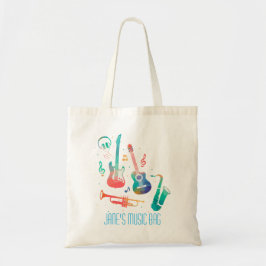 Funky Muziekkleurige muziekinstrumenten Tote Bag