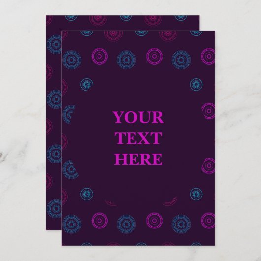 Funky Neon Circle Patroon Kaart (Voorkant / Achterkant)