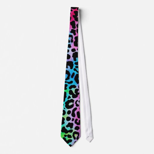 Funky Neon Colorful Leopard Print Stropdas (Voorkant)