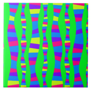 Funky Neon Colors Retro Modern Pattern Psychedelic Tegeltje