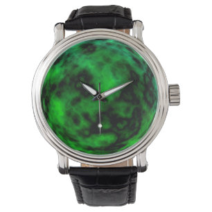 Funky Neon Green Emerald Halloween Abstract Horloge