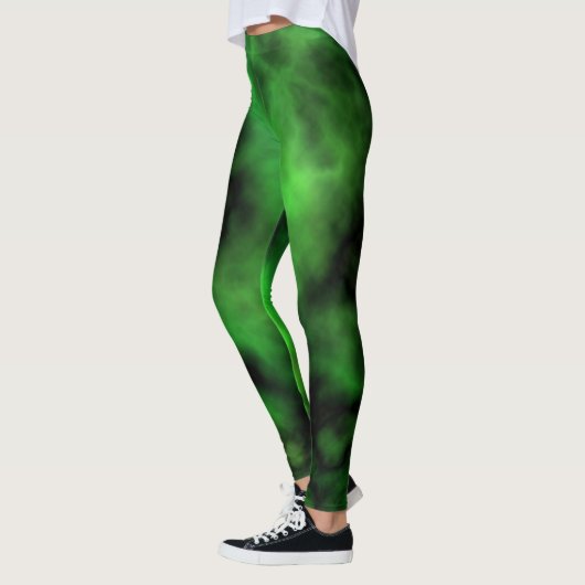 Funky Neon Green Emerald Halloween Abstract Leggings (Links)