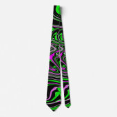 Funky Neon Green Pink and Black Natte Paint Swirl Stropdas (Voorkant)