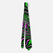 Funky Neon Green Pink and Black Natte Paint Swirl Stropdas (Achterkant)