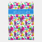 Funky Neon Kitchen | Jouw namen toevoegen Theedoek (Verticaal)