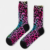 Funky neon kleurrijke luipaardprint sokken (Links)