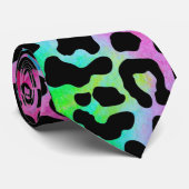 Funky neon kleurrijke luipaardprint stropdas (Opgerold)