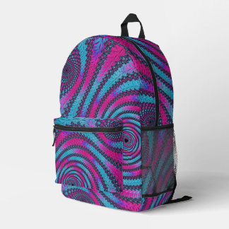 Funky Neon Levendig Magenta en Cyan Spiraal Fracta Bedrukte Rugzak