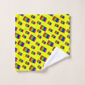 Funky Neon Rainbow Block Patroon Bad Handdoek (Wasdoekje)