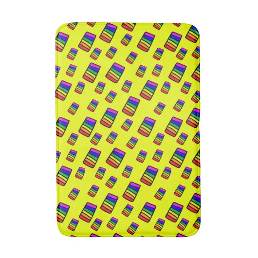 Funky Neon Rainbow Block Patroon Badmat (Voorkant Verticaal)