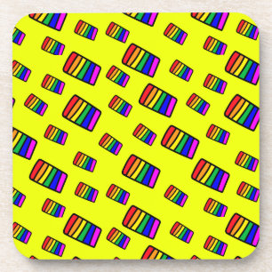 Funky Neon Rainbow Block Patroon Bier Onderzetter